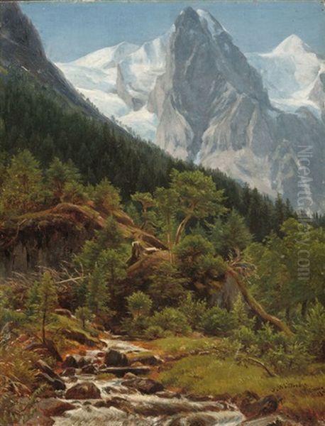 The Wellhorn And The Wetterhorn Oil Painting by Worthington Whittredge