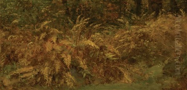 The Catskill Ferns In Autumn Oil Painting by Worthington Whittredge