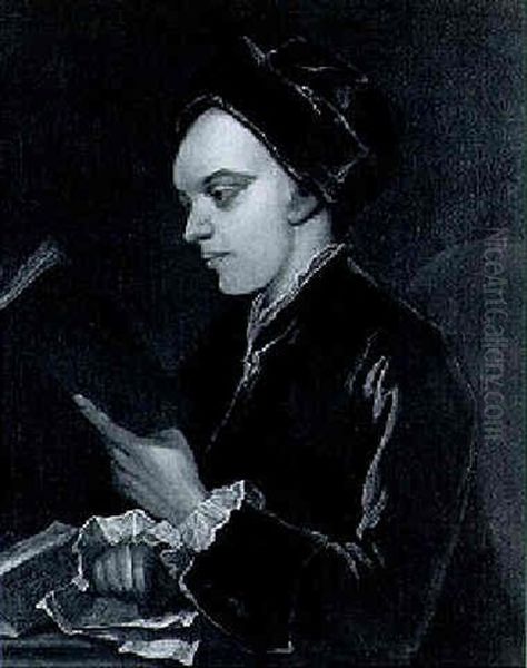 Portrait Of A Young Boy Reading Oil Painting by Isaac Whood