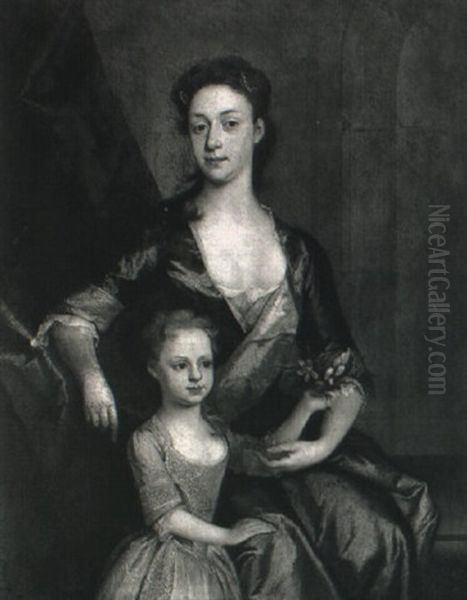 Portrait Of Lady With Her Son Oil Painting by Isaac Whood