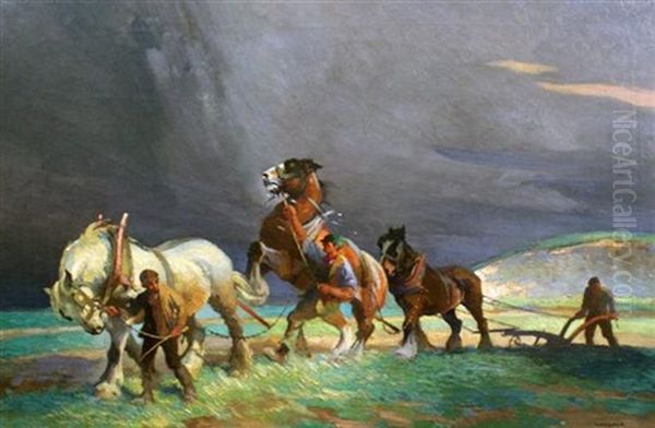 Ploughing by Ernest Herbert Whydale