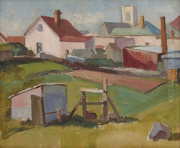 Onehunga Backyards Oil Painting by Alice F Whyte