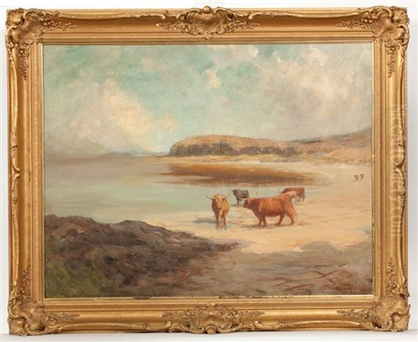 Cattle On The Beach, Tiree Oil Painting by Duncan Mcgregor Whyte