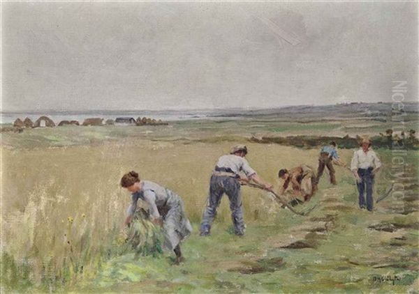 A Hebredian Harvest Oil Painting by Duncan Mcgregor Whyte