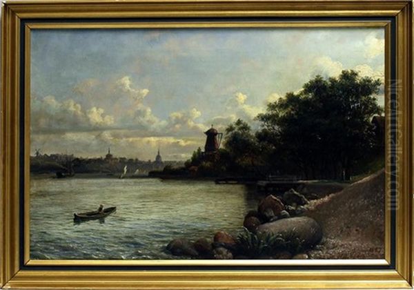 Ansicht Von Stockholm Mit Blick Auf Djurgarden Und Zahlreiche Boote by Axel Leopold Wiberg