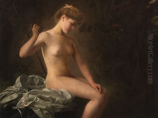 Female Nude Oil Painting by Raimund (Ritter von Brennerstein) Wichera