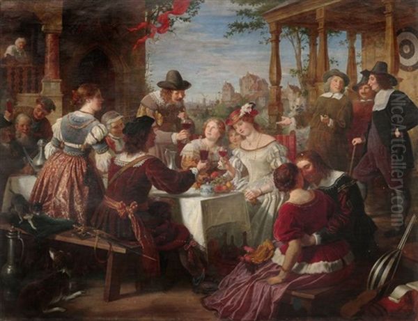 Ein Gastmahl Bei Rembrandt Oil Painting by Adolph Friedrich Georg Wichmann