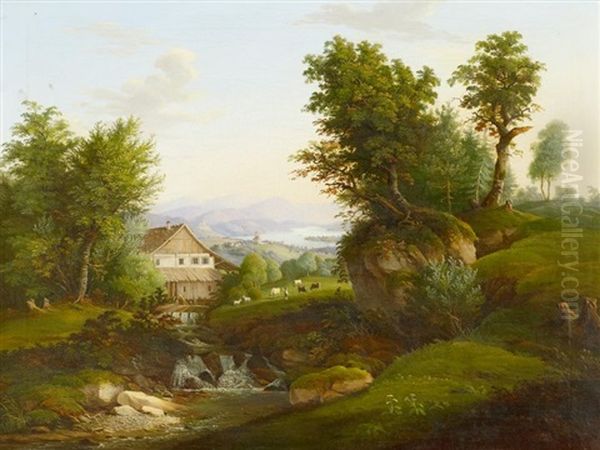 Die Alte Muhle Oberhalb Des Donautals Oil Painting by Balthasar Wichmann