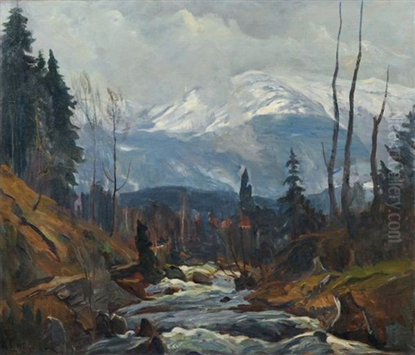 Gebirgsflus Im Riesengebirge An Der Oberen Kochel Oil Painting by Georg Wichmann