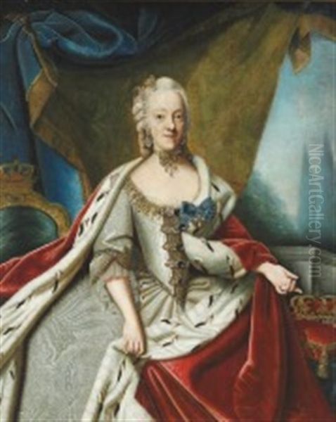 Portrait Of Princess Charlotte Amalie (1706-1782) Oil Painting by Peder Wichmann