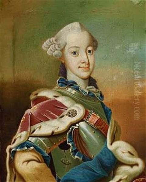 Portraet Af  Frederik V I Kyrads Og Med Elefantordenens Bla Band Over Skulderen (+ 3 Others; 4 Works) Oil Painting by Peder Wichmann