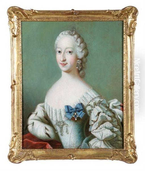 Portraet Af Dronning Juliane Marie Af Danmark-norge, Gift Med Frederik V Oil Painting by Peder Wichmann