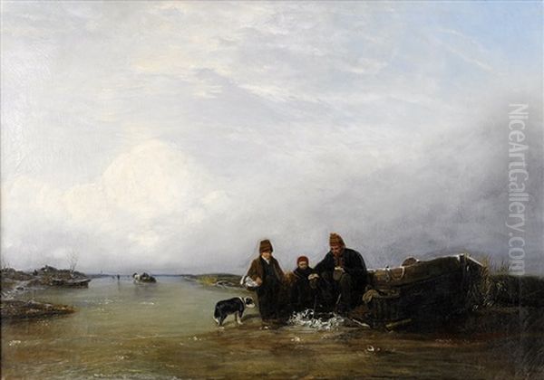 Vinterfiske Oil Painting by Per Wickenberg