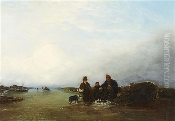 Vinterfiske Oil Painting by Per Wickenberg