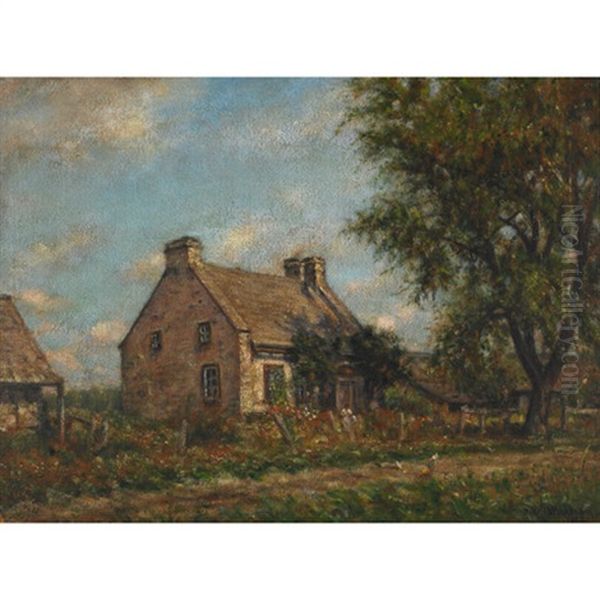 Old French Farmhouse, Montreal Island Near Youville Oil Painting by Robert J. Wickenden