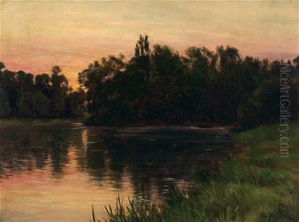 Evening Fishing, St. Adele Oil Painting by Robert J. Wickenden