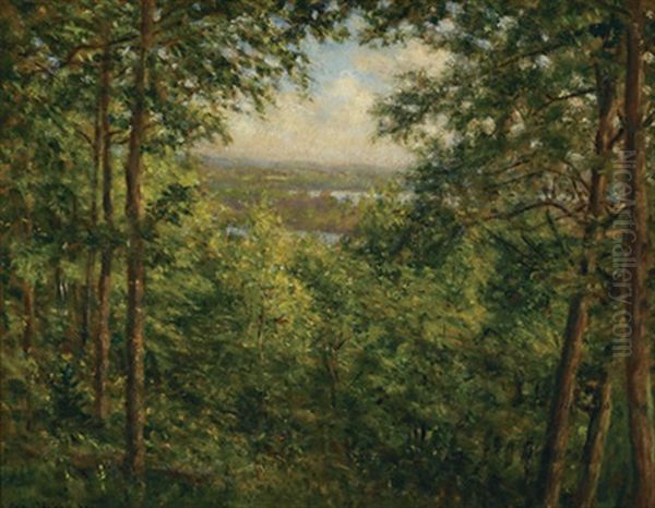 A Glimpse Of The Ottawa Near St. Andrews East, Quebec Oil Painting by Robert J. Wickenden