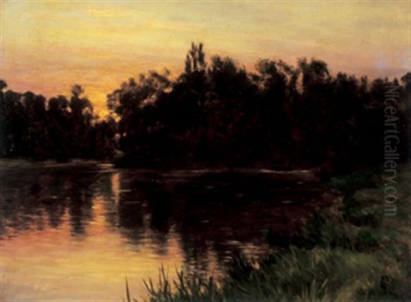 Evening Fishing, St. Adele Oil Painting by Robert J. Wickenden