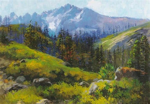 Mountain Range Oil Painting by Ethel Marian Wickes