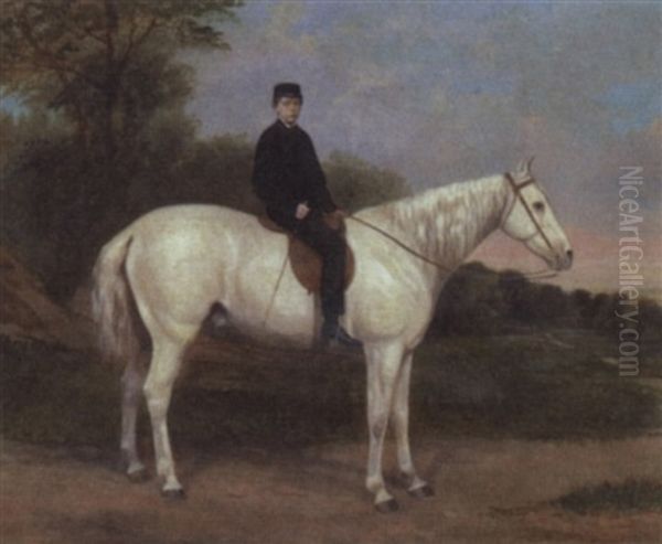 A Race Horse With Jockey Up Oil Painting by Richard Dodd Widdas