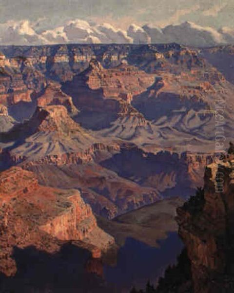 A View Across The Grand Canyon Oil Painting by Gunnar Widforss