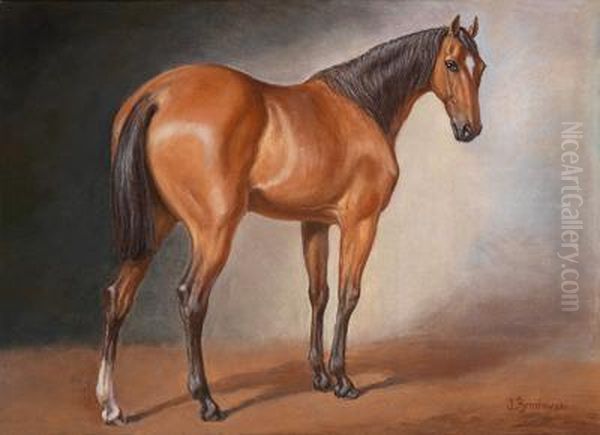 Brauner Im Stall Oil Painting by Joseph Ii Brodowski