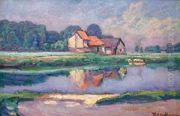 Maisons Au Bord De L'eau Oil Painting by David Osipovich Widhopff