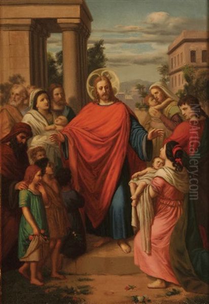 Christ Blessing The Children Oil Painting by Franz Paul Widmann