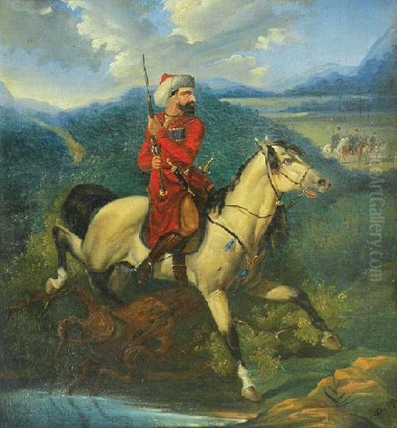 Czerkies Konno Na Zwiadach Oil Painting by Joseph Ii Brodowski