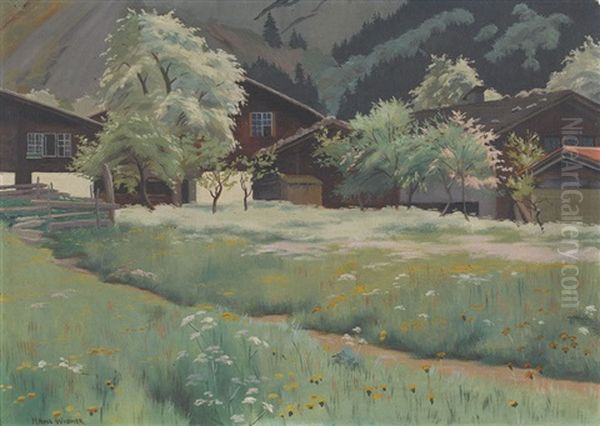 Dorf Im Fruhsommer Oil Painting by Hans Widmer