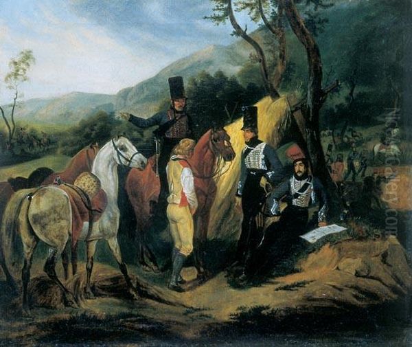 Przesluchanie Szpiega, Przed 1841 R. Oil Painting by Tadeusz Brodowski