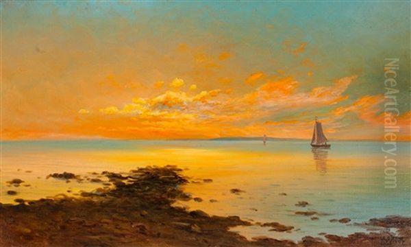 Sunset Oil Painting by Leonard Wiedh