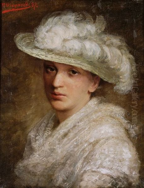 Portrait Der Braut Bertha Wiegandt (mutter Der Malerin Bertha Wiegandt) Oil Painting by Bernhard Wiegandt