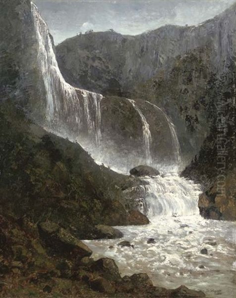 Iguacu Waterfall Oil Painting by Bernhard Wiegandt