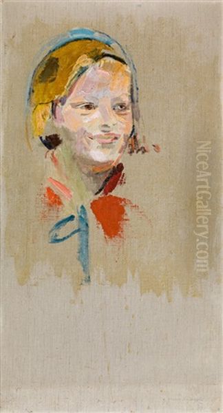 Portrait Of A Girl (else Sucher) Oil Painting by Franz Wiegele