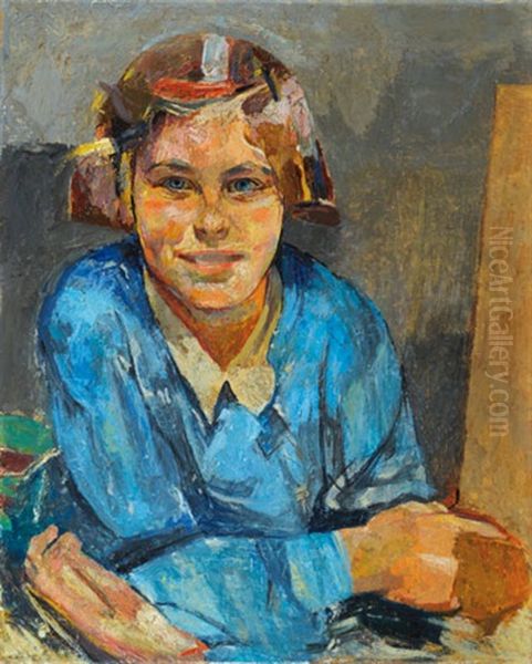 Madchenportrat Grete Stadler Oil Painting by Franz Wiegele