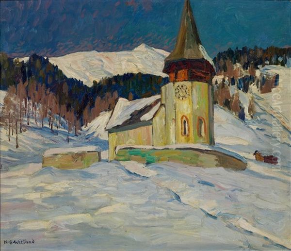 Frauenkirche Near Davos Oil Painting by Hans Beat Wieland