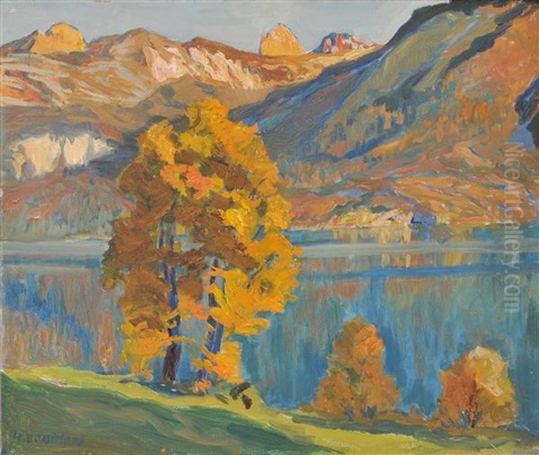 Bei Niederried Am Brienzersee Oil Painting by Hans Beat Wieland