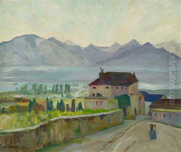 Abend Im Unterwallis Oil Painting by Hans Beat Wieland