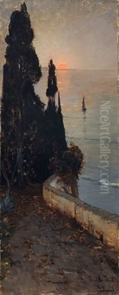 Italienische Uferpromenade Oil Painting by Manuel Wielandt