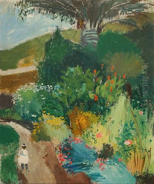 Gartenlandschaft Mit Kind, Collioure Oil Painting by Walter Kurt Wiemken