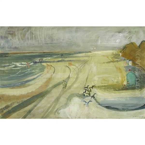 Strand Bei Ostende Oil Painting by Walter Kurt Wiemken