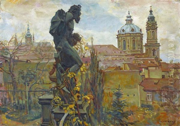 Ansicht Von Prag Oil Painting by Alois Wierer