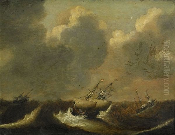 Stormigt Hav Med Hollandska Skepp Oil Painting by Cornelis Claesz van Wieringen