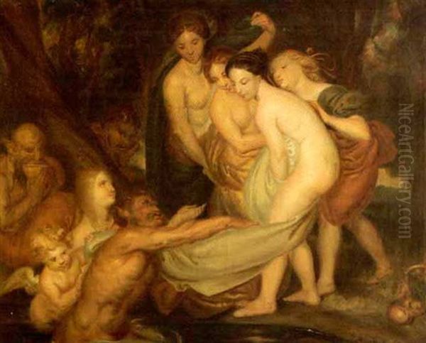 Baigneuses Et Satyres Oil Painting by Antoine Joseph (Antonie) Wiertz