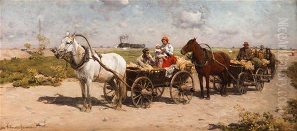 On The Way To The Fair Oil Painting by Alfred von Wierusz-Kowalski