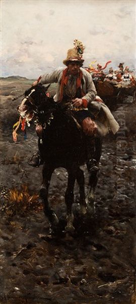 Druzba Oil Painting by Alfred von Wierusz-Kowalski