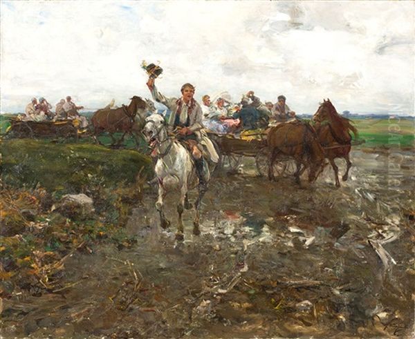 Polski Orszak Weselny Oil Painting by Alfred von Wierusz-Kowalski