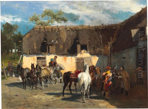 The Requisition Oil Painting by Alfred von Wierusz-Kowalski