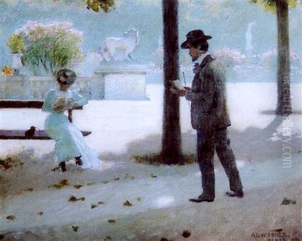 Henri Barbousse Se Promenant Oil Painting by Adolf Wiesner